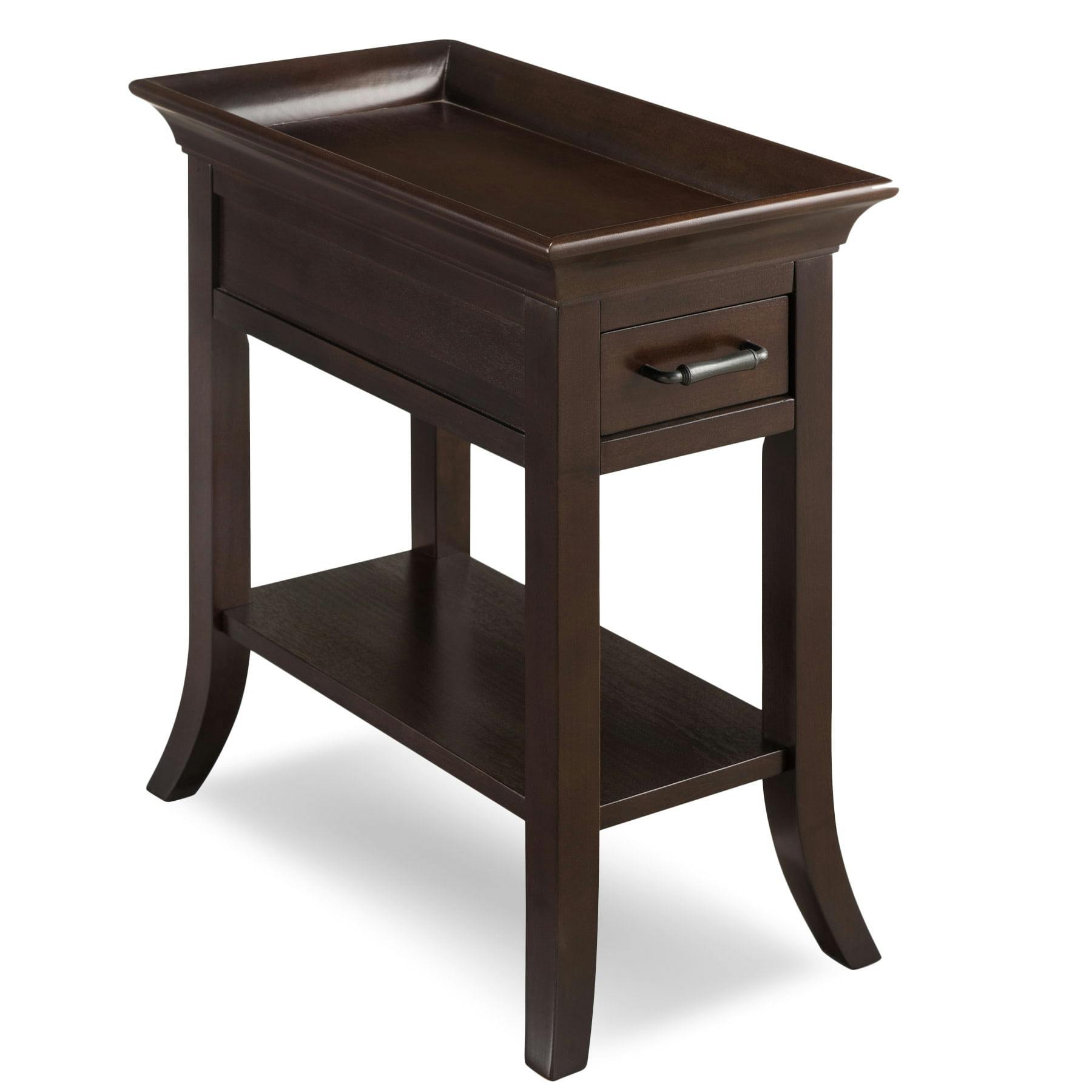 Traditional Chocolate Cherry Solid Wood Side Table with Storage