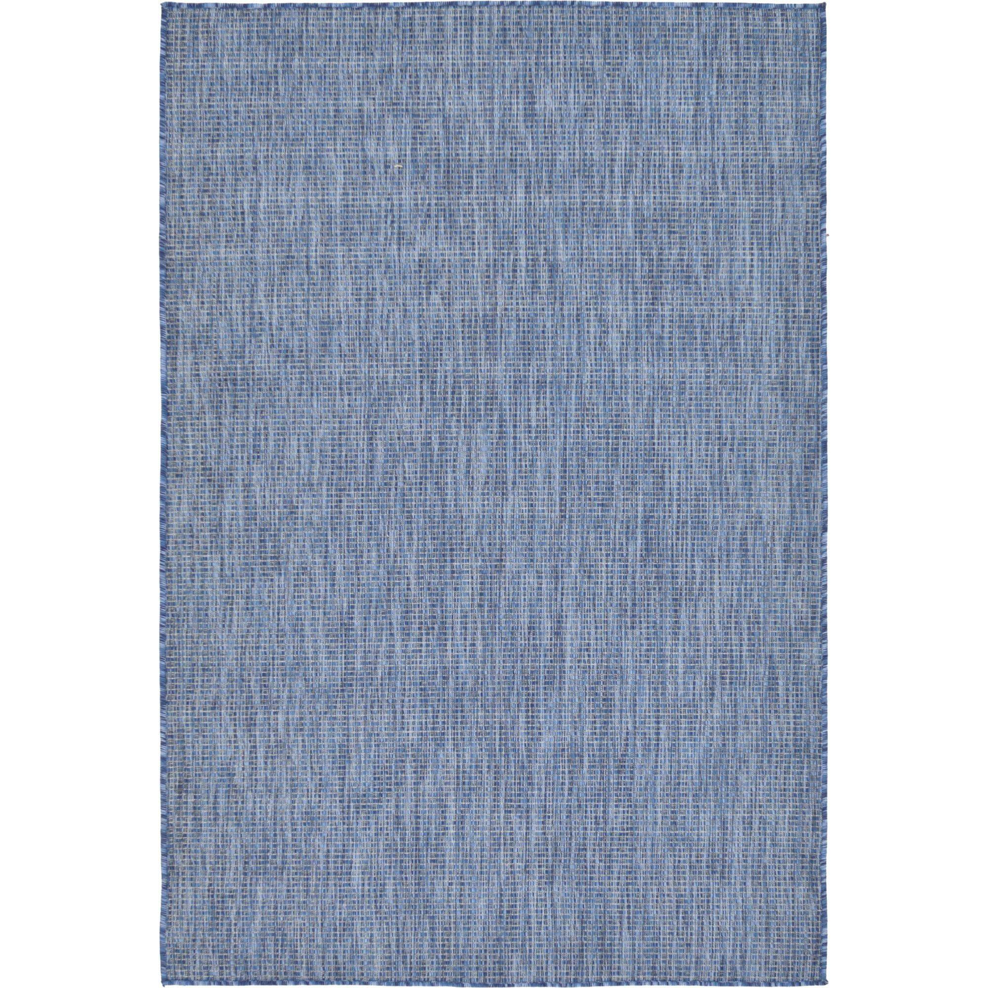 Navy Blue Synthetic 4' x 6' Outdoor Flat Woven Rug