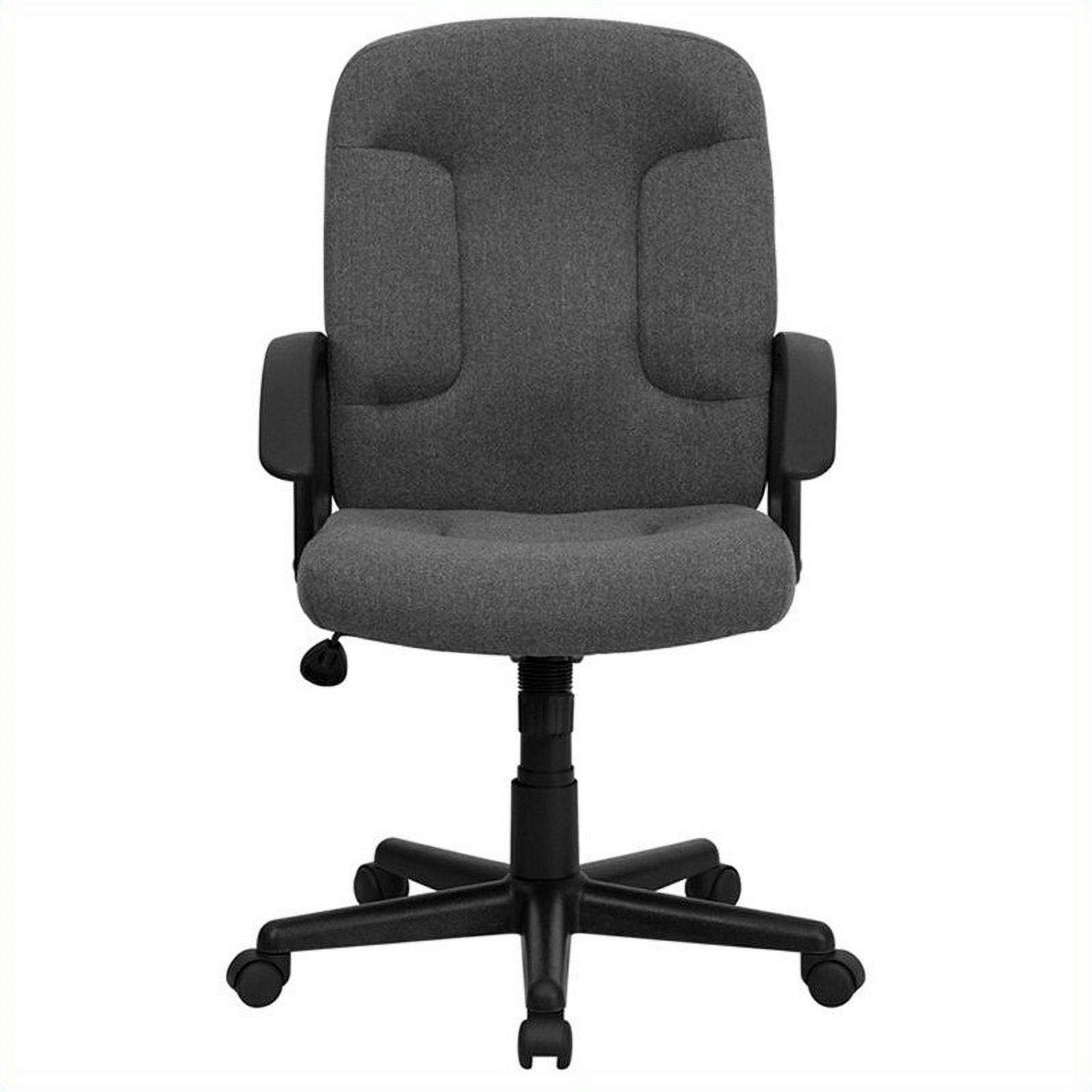 ErgoExec Mid-Back Gray Fabric Swivel Executive Chair with Nylon Arms