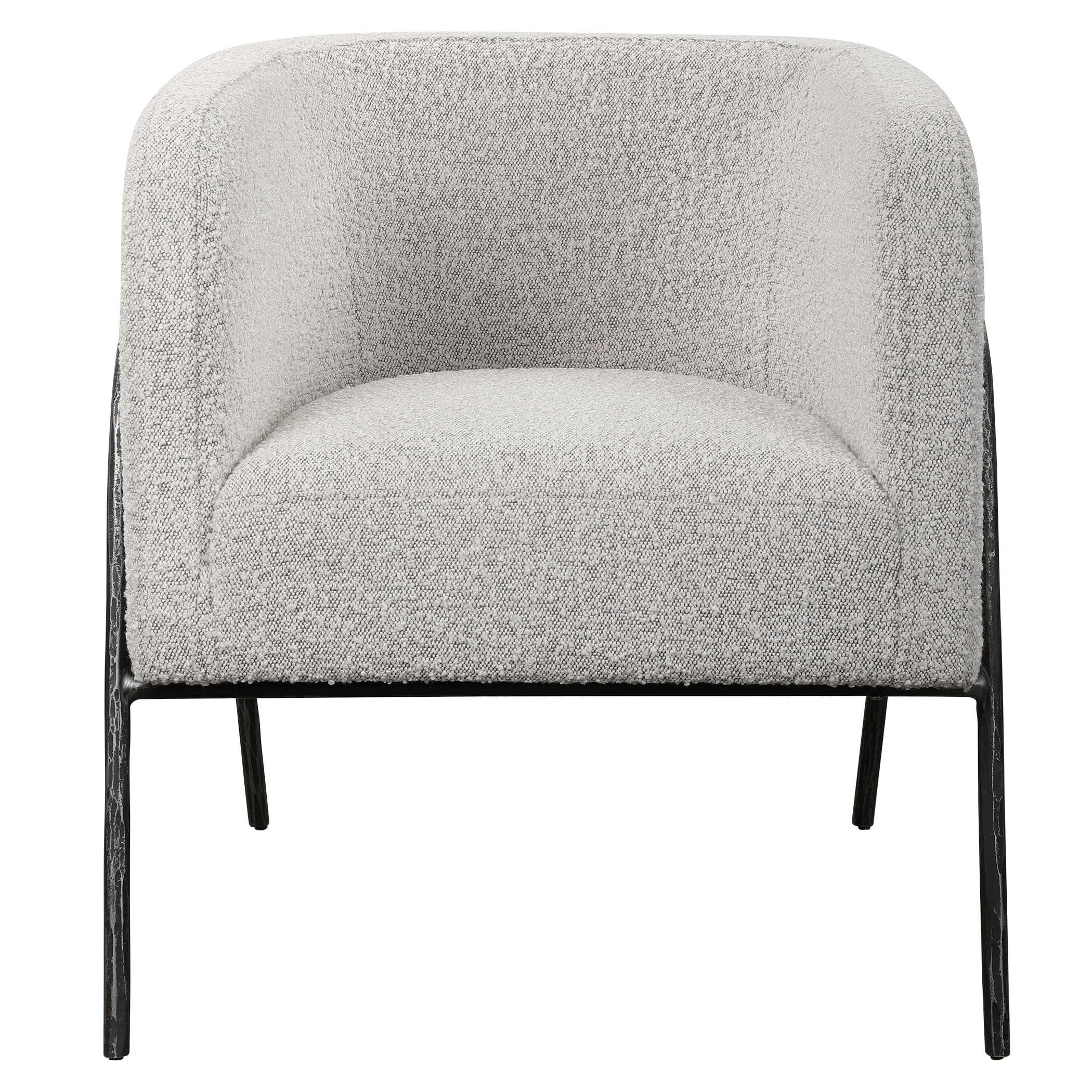 Scandinavian Inspired Gray Barrel Accent Chair with Metal Frame