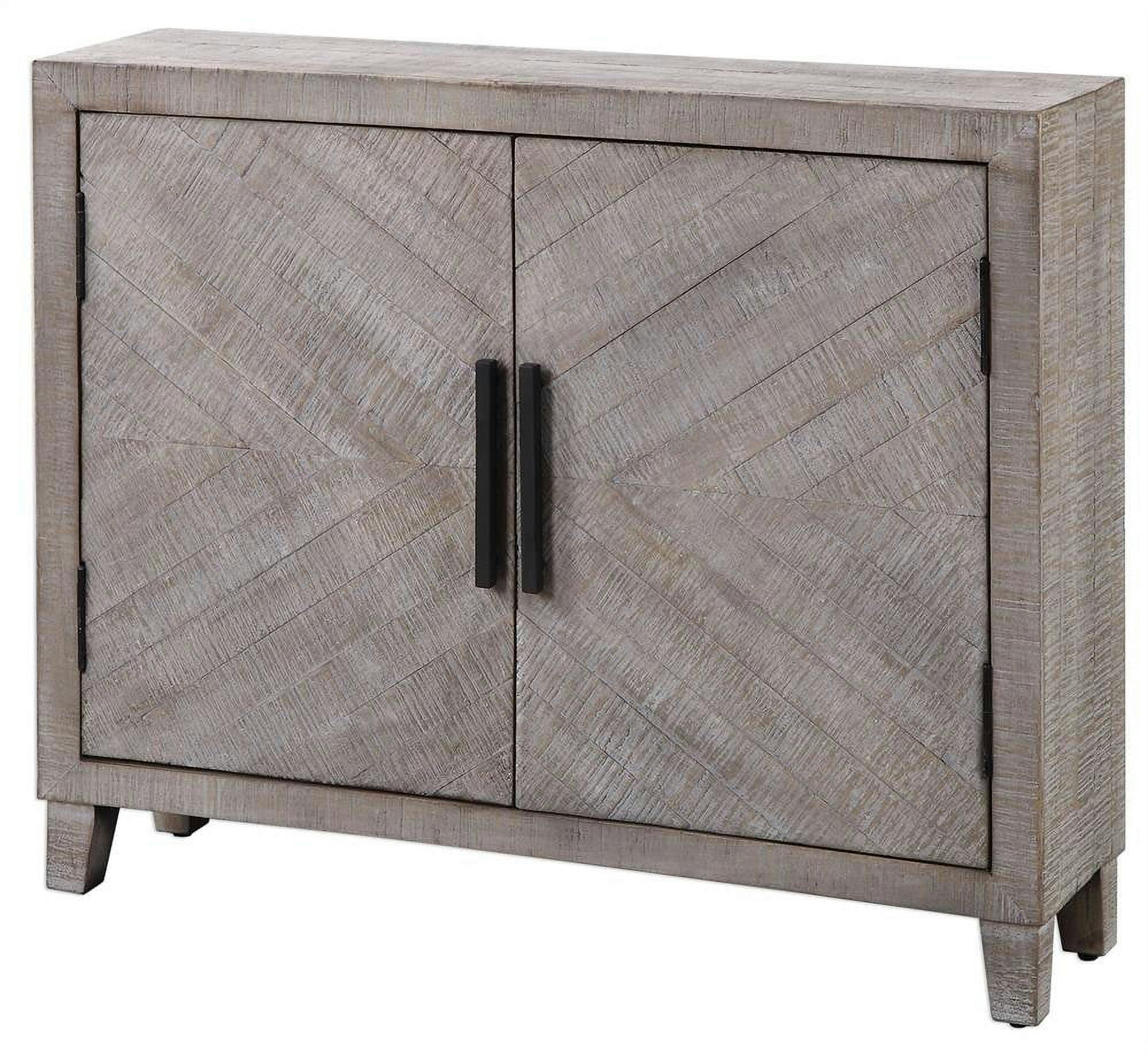 Adalind Rustic White Washed Adjustable Shelving Accent Cabinet