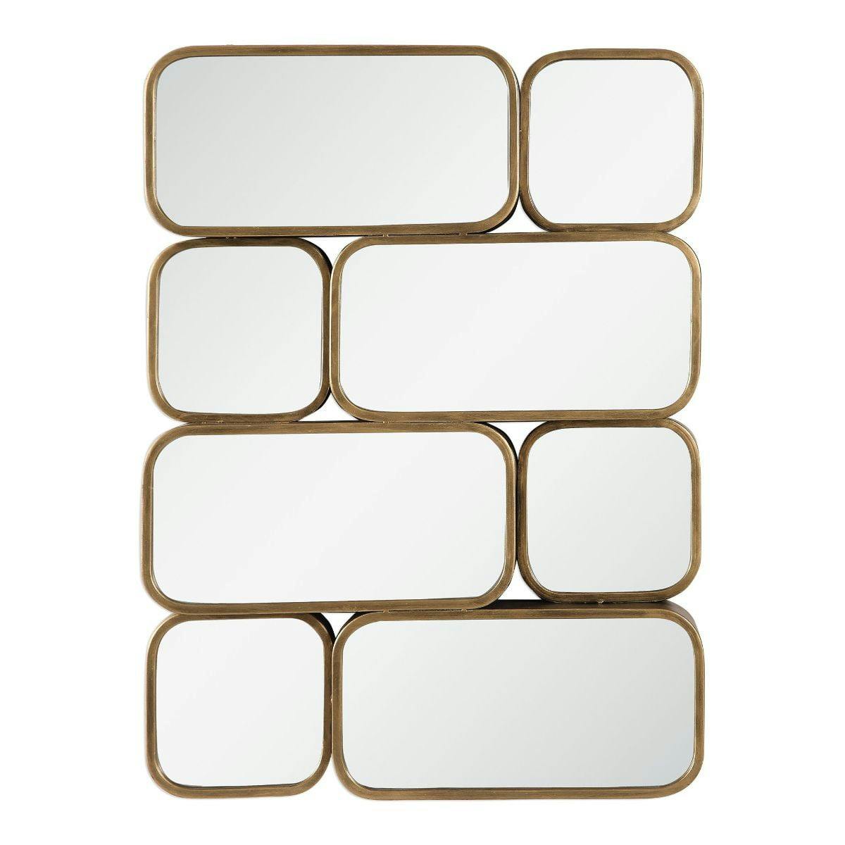 Contemporary Gold Rectangular Wall Mirror with Antiqued Finish