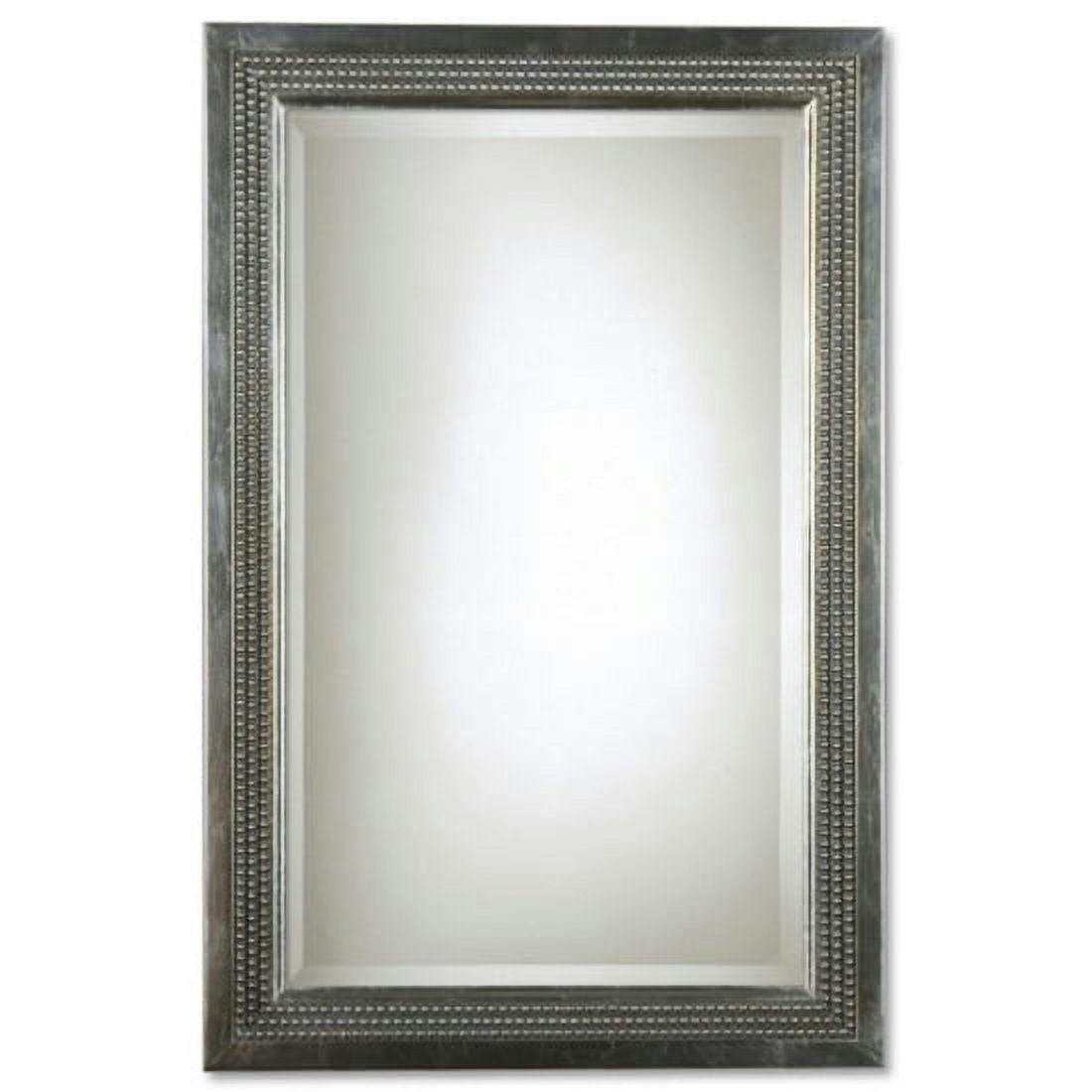 Contemporary Silver Leaf Beaded Wood Vanity Mirror 23"x35"