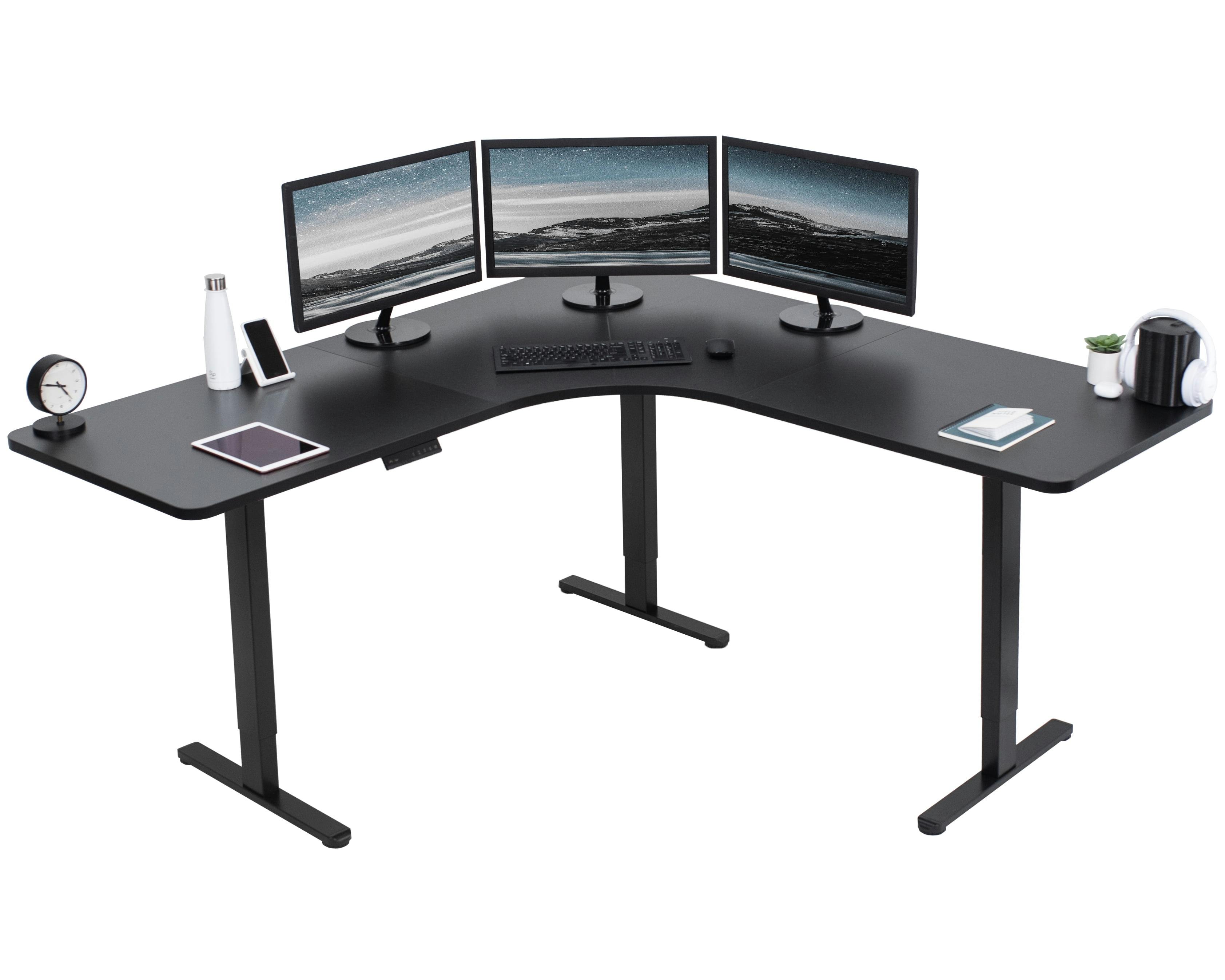 Elevate Pro 71" Black Electric Adjustable L-Shaped Desk with Memory Settings