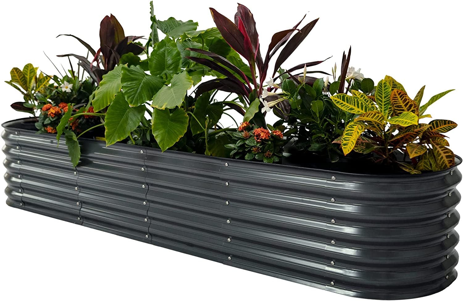 Vego 17" Modern Gray Modular Metal Raised Garden Bed for Outdoor