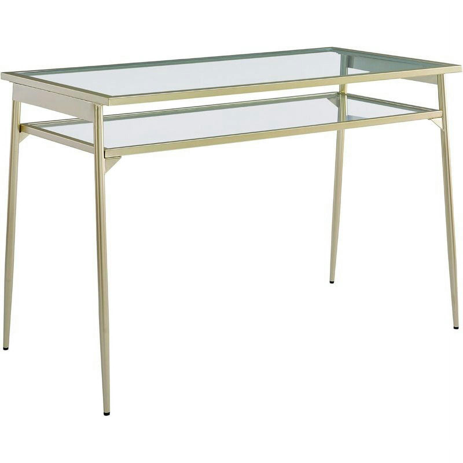 Elysian 48" Gold and Clear Glass Wall Mounted Desk with Drawer