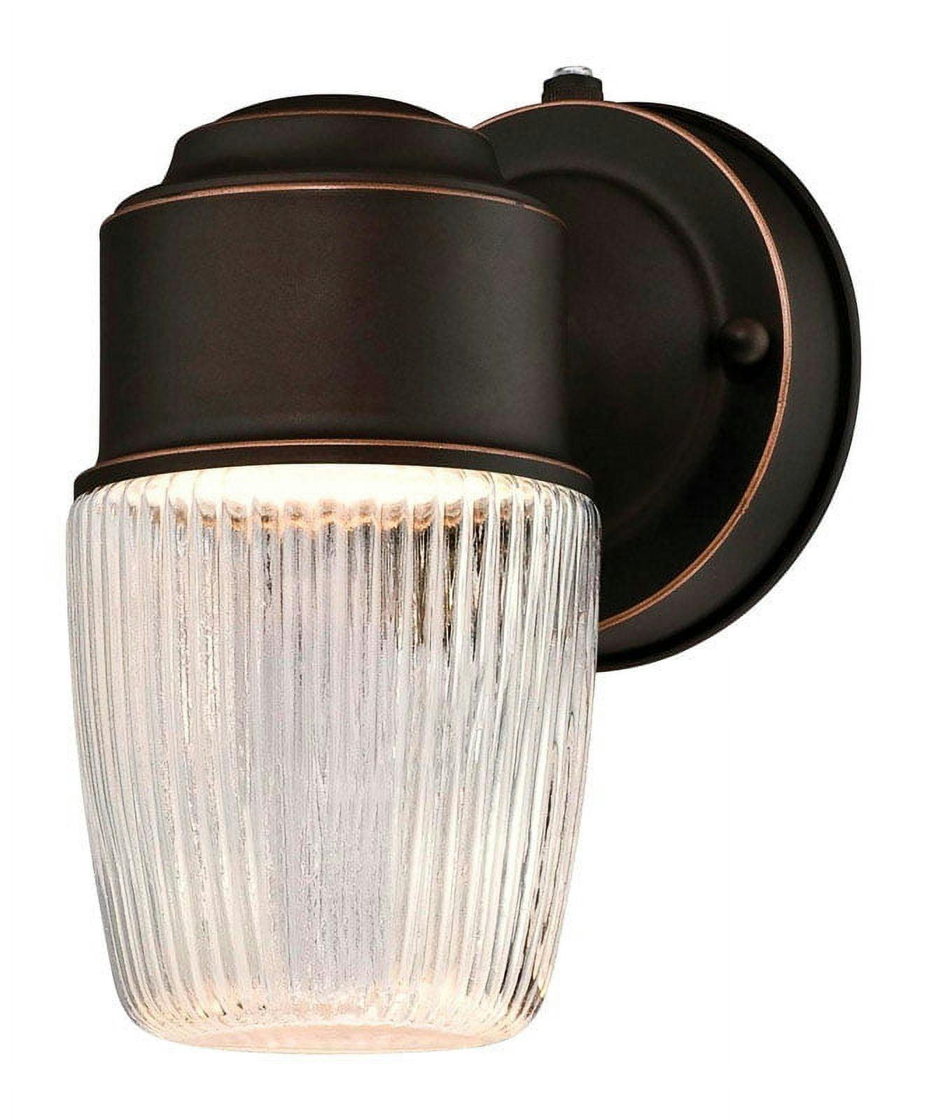 Eco-Friendly Bronze LED Wall Lantern with Clear Ribbed Glass