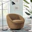 Cognac Black Velvet Swivel Accent Chair with Channel Tufting