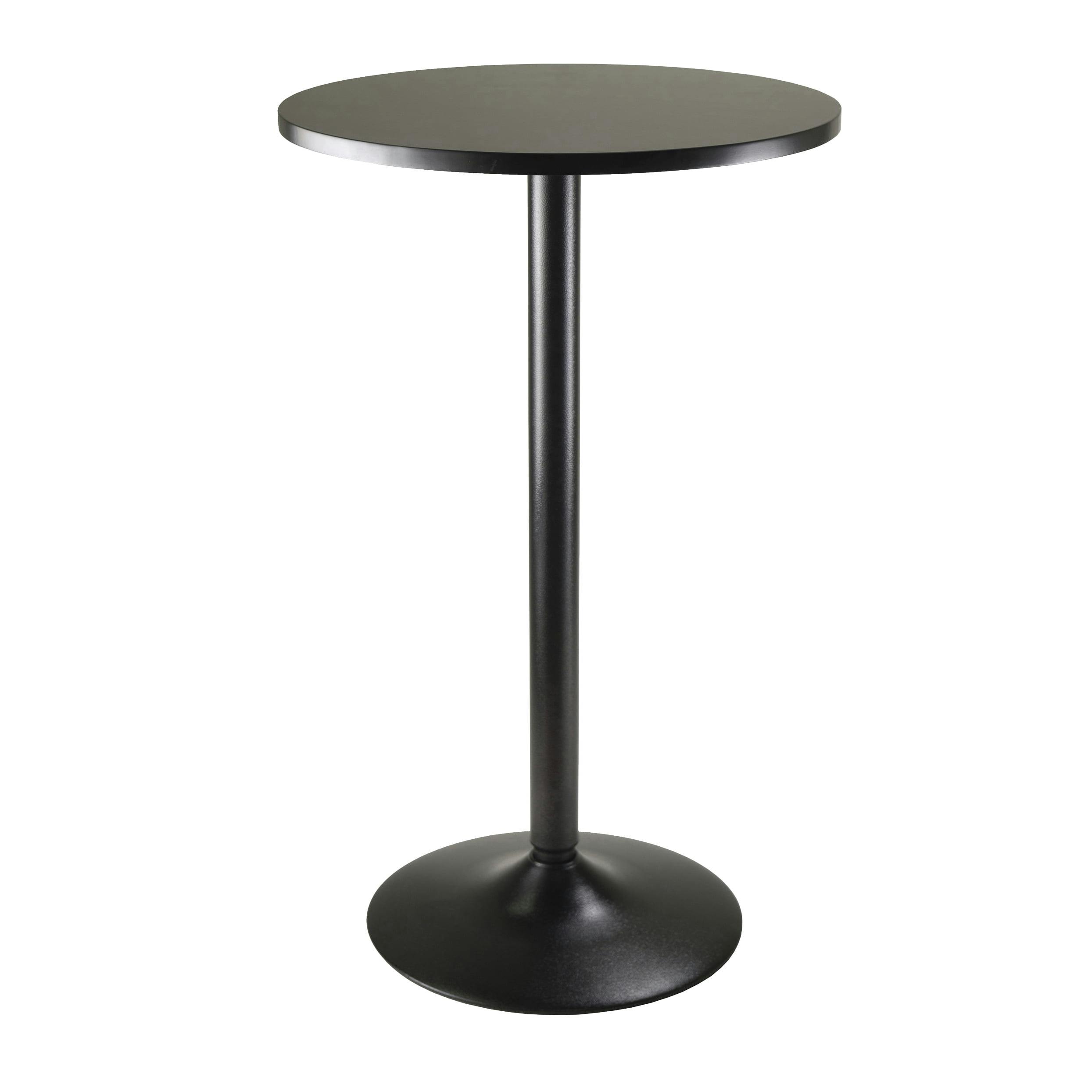 Transitional Black Round Wood Counter Height Pub Table - 23.62"