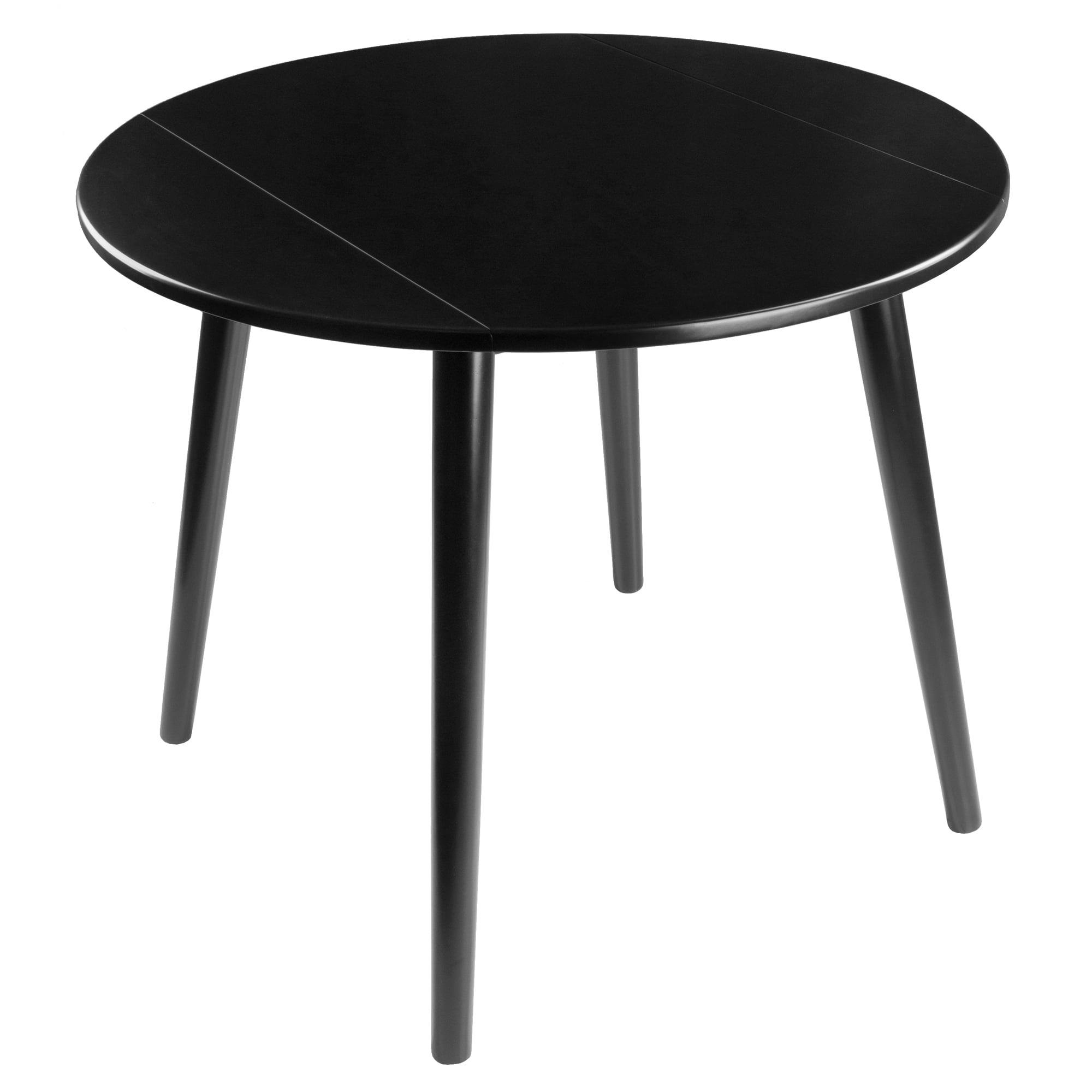 Mid-Century Modern Moreno Black Wood 36" Round Extendable Dining Table