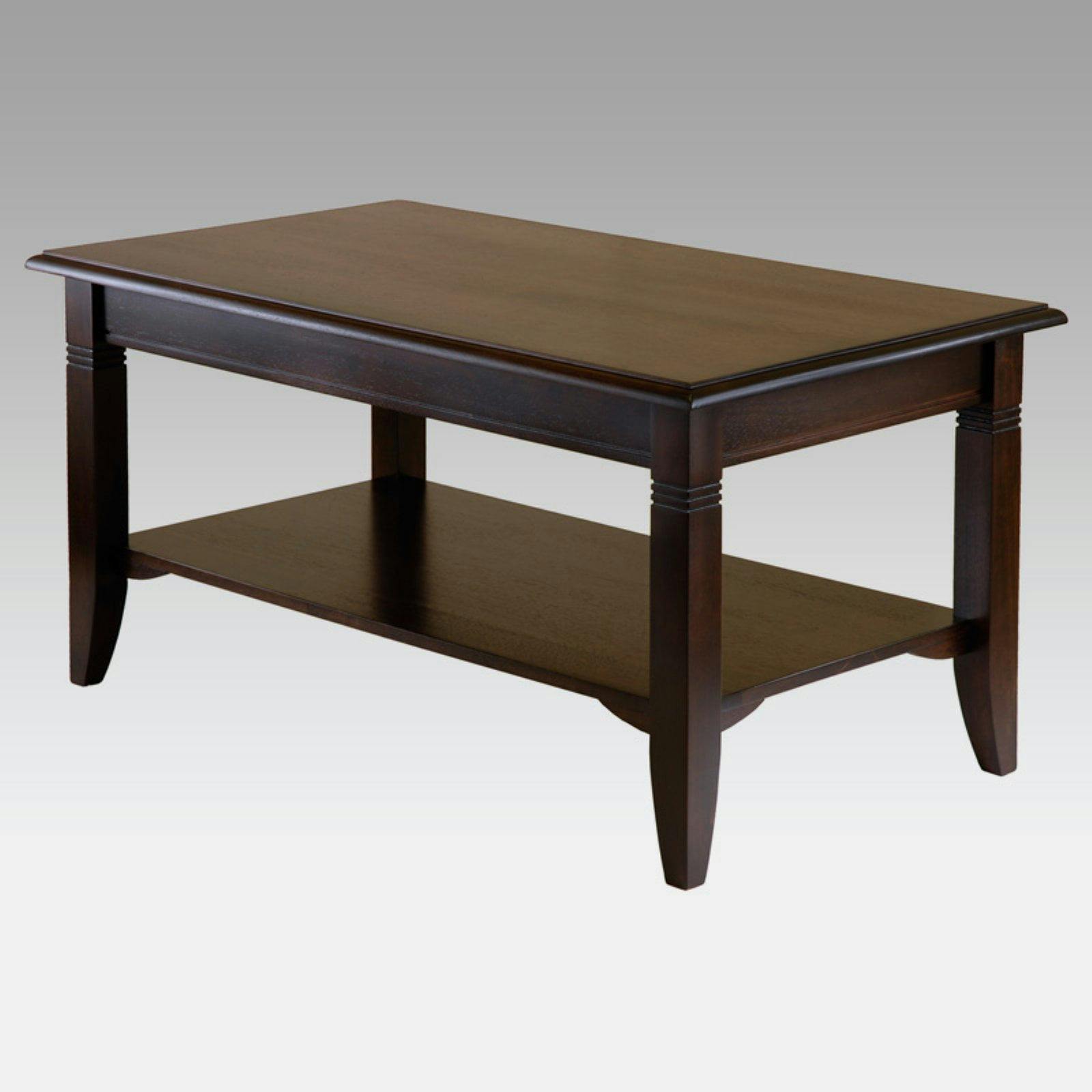 Transitional Cappuccino Brown Rectangular Wood Coffee Table