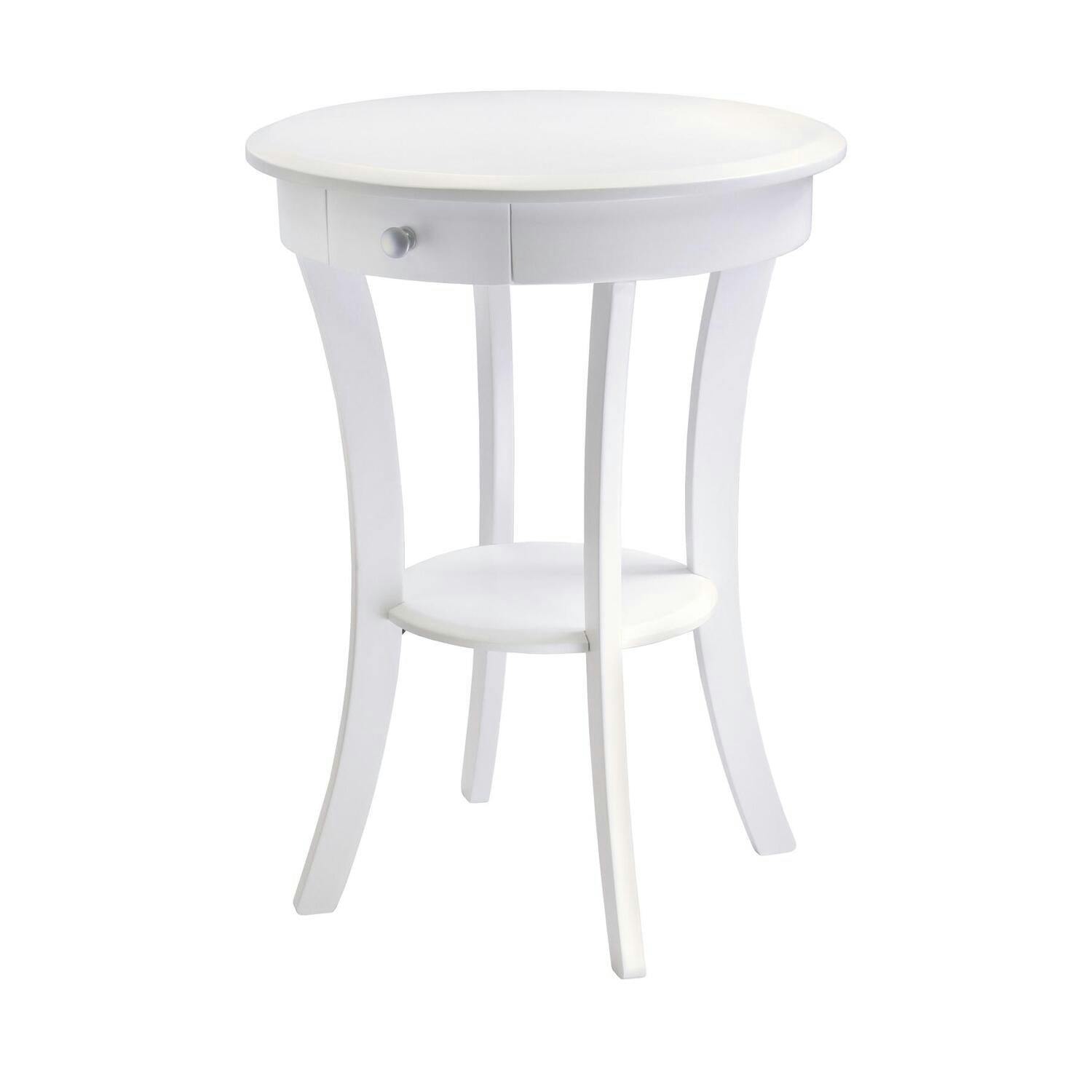 Elegant Sasha 20" White Wood Round Table with Storage