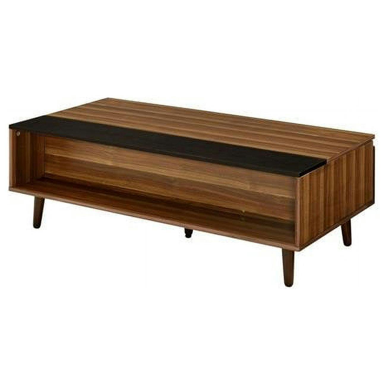 Walnut Brown Rectangular Lift-Top Coffee Table with Storage