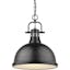 Duncan 14" Matte Black Transitional Bowl Pendant with Glass Diffuser