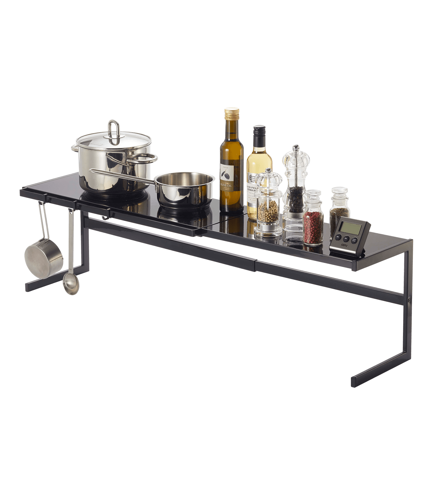 Modern Black Steel Expandable Kitchen Support Rack - Large
