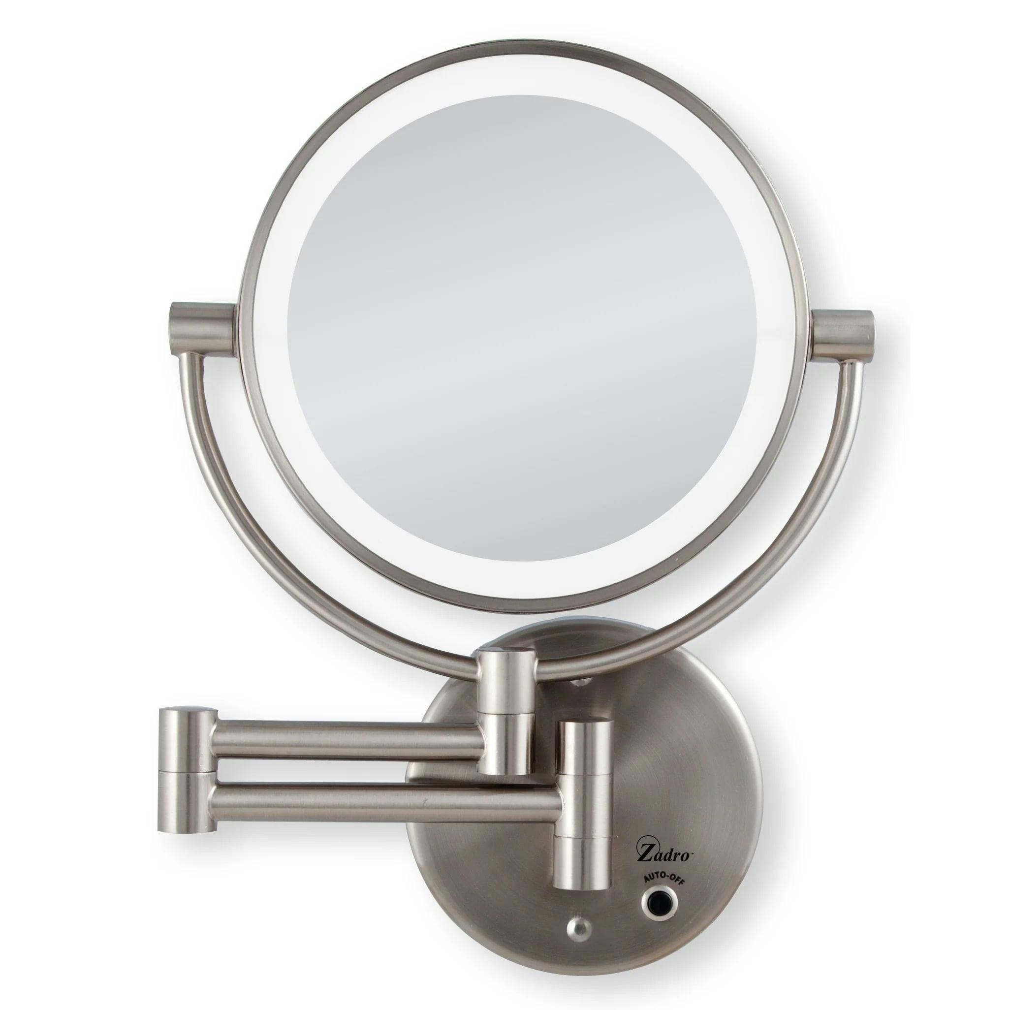 Satin Nickel Cordless LED Wall Mounted Magnifying Makeup Mirror