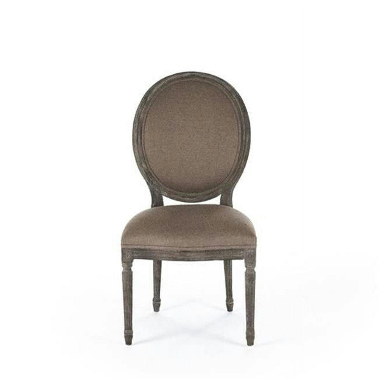 Copper Linen Upholstered Side Chair with Limed Charcoal Oak Frame