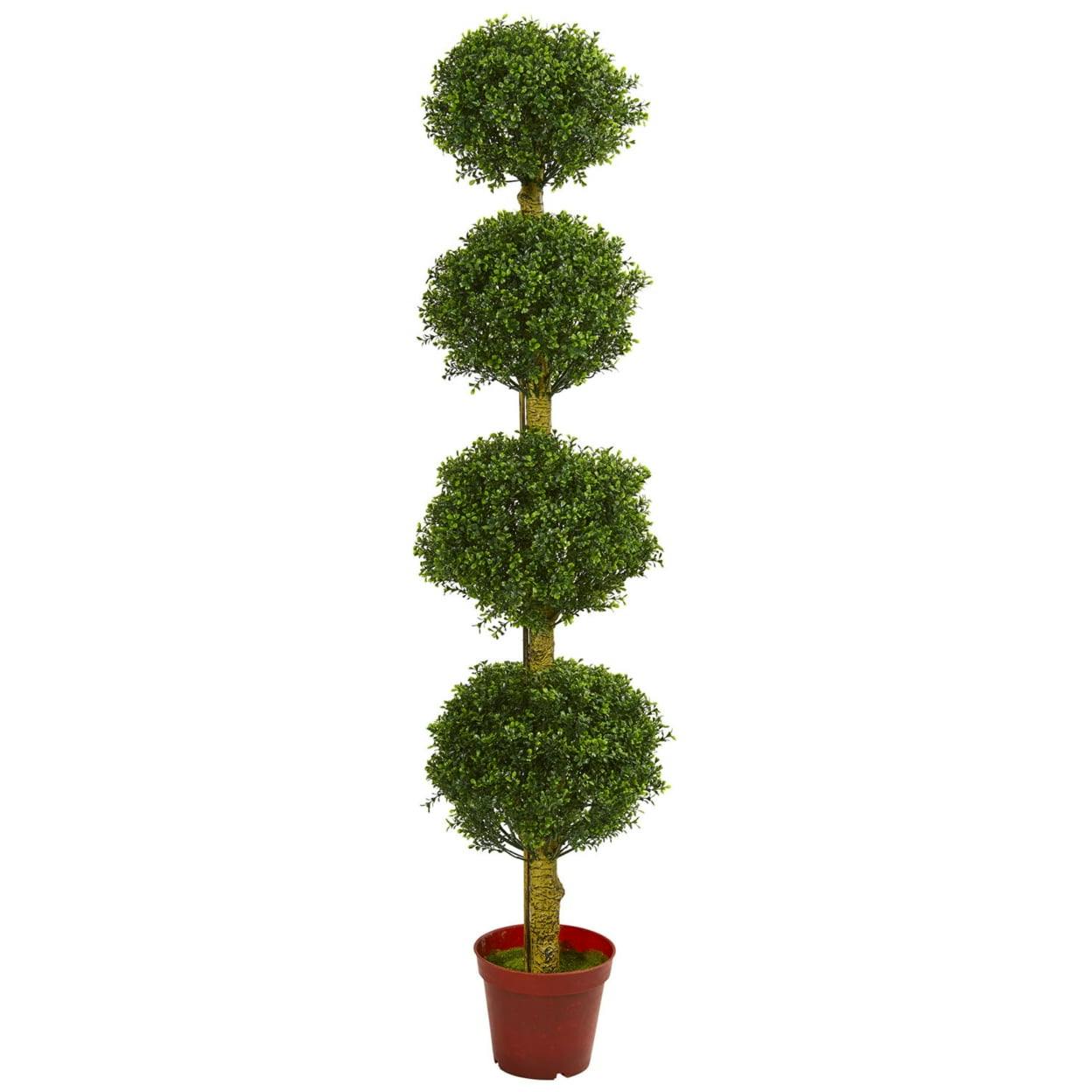 Elegant 6' UV-Resistant Outdoor Boxwood Topiary with Four Tiers