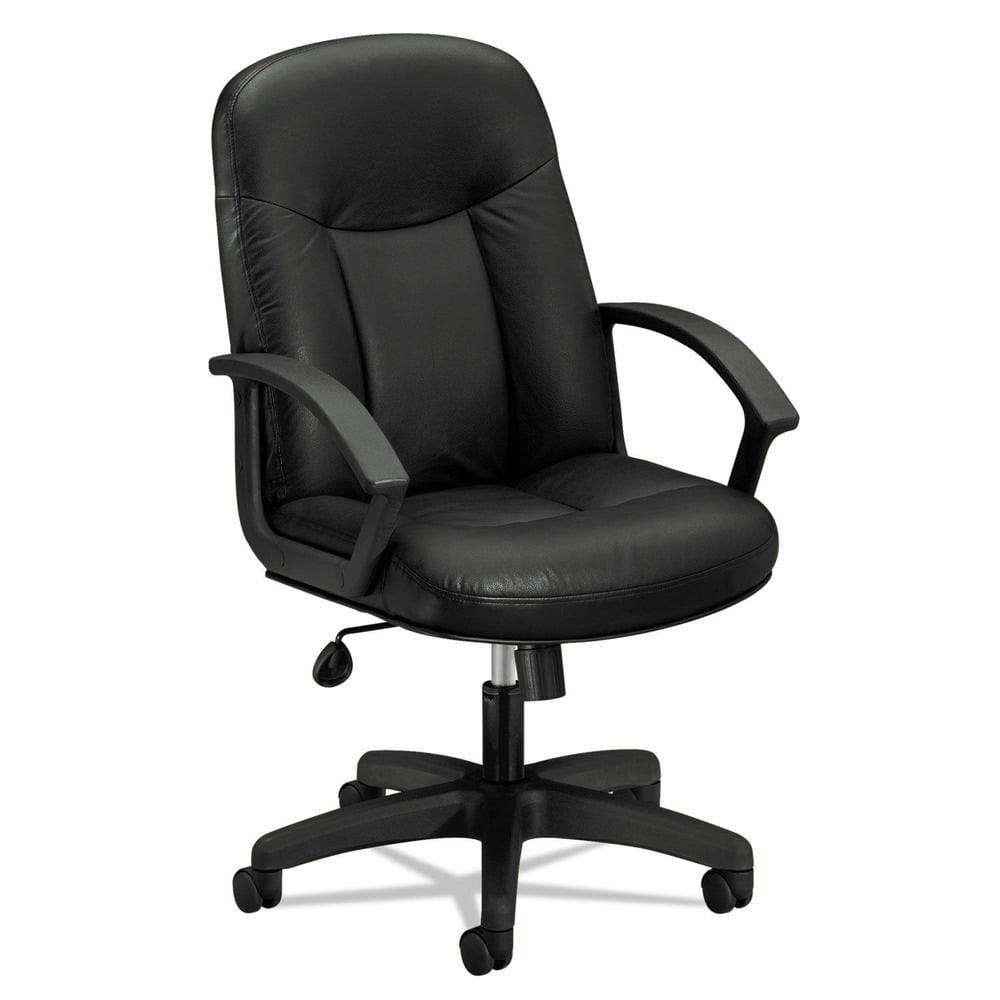 Elite Executive High-Back Black Leather Swivel Chair with Metal Base