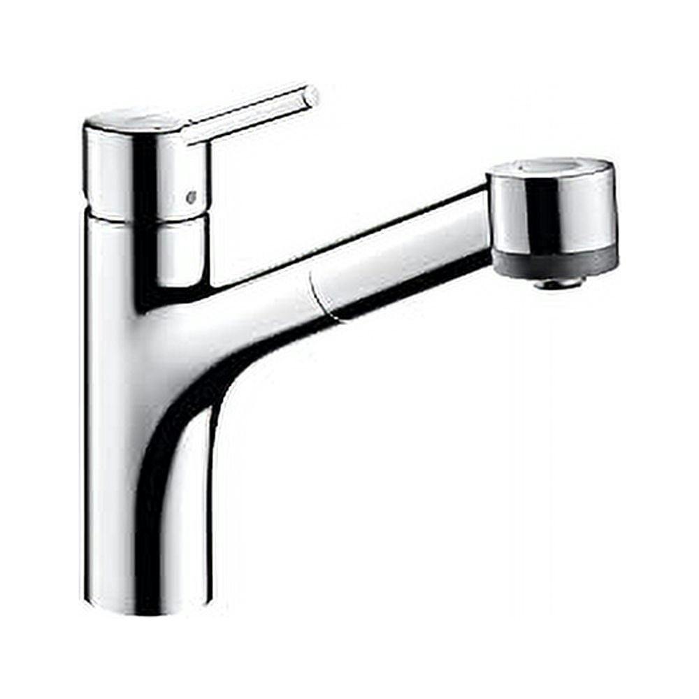 Modern Steel Optik Pull-Out Spray Kitchen Faucet in Chrome