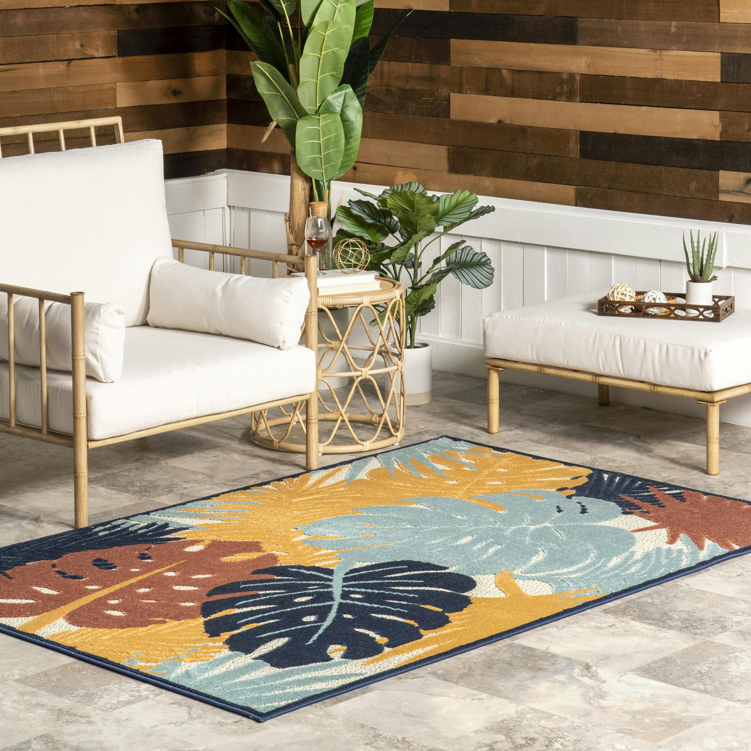 Serene Oasis Blue Synthetic 8' x 10' Easy-Care Area Rug