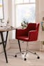 Celtic Red Fabric Swivel Arm Chair with Metal Base