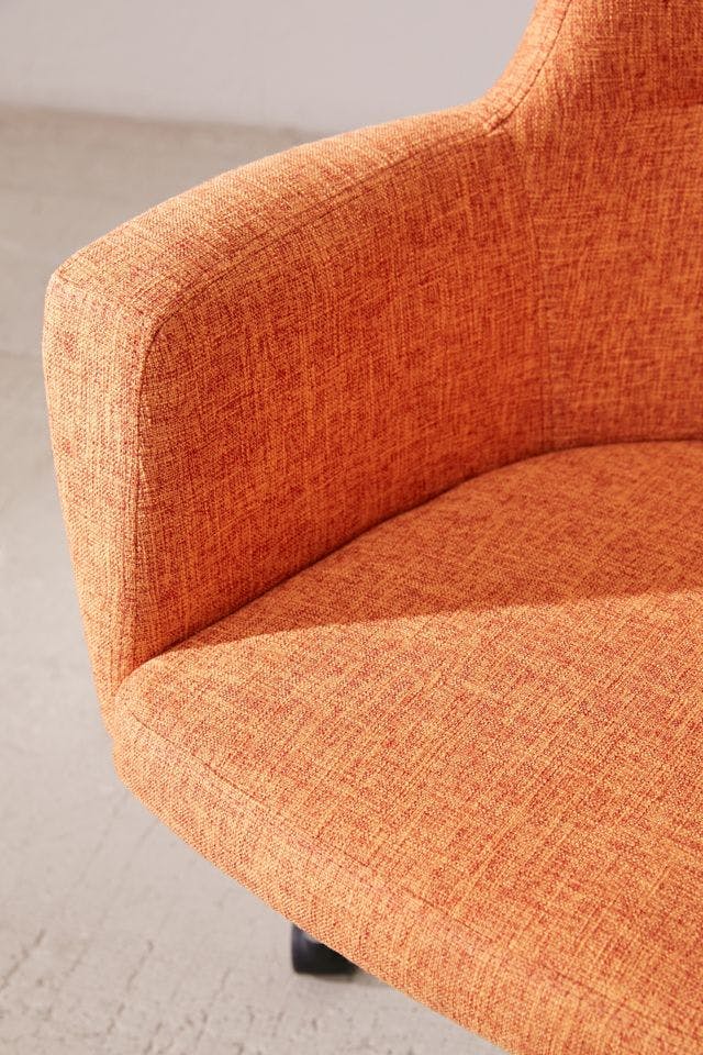 Contemporary Swivel Arm Chair in Vibrant Orange with Metal Base