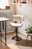 Mid-Century Modern Swivel Barstool in Black Metal and Cream with Walnut Accents