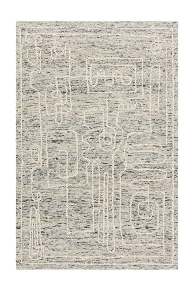 Leela Abstract Gray Hand Tufted Wool Rectangular Rug