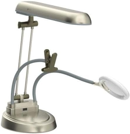 Polished Silver Architectural Clip-On Lamp with Multicolor Shade