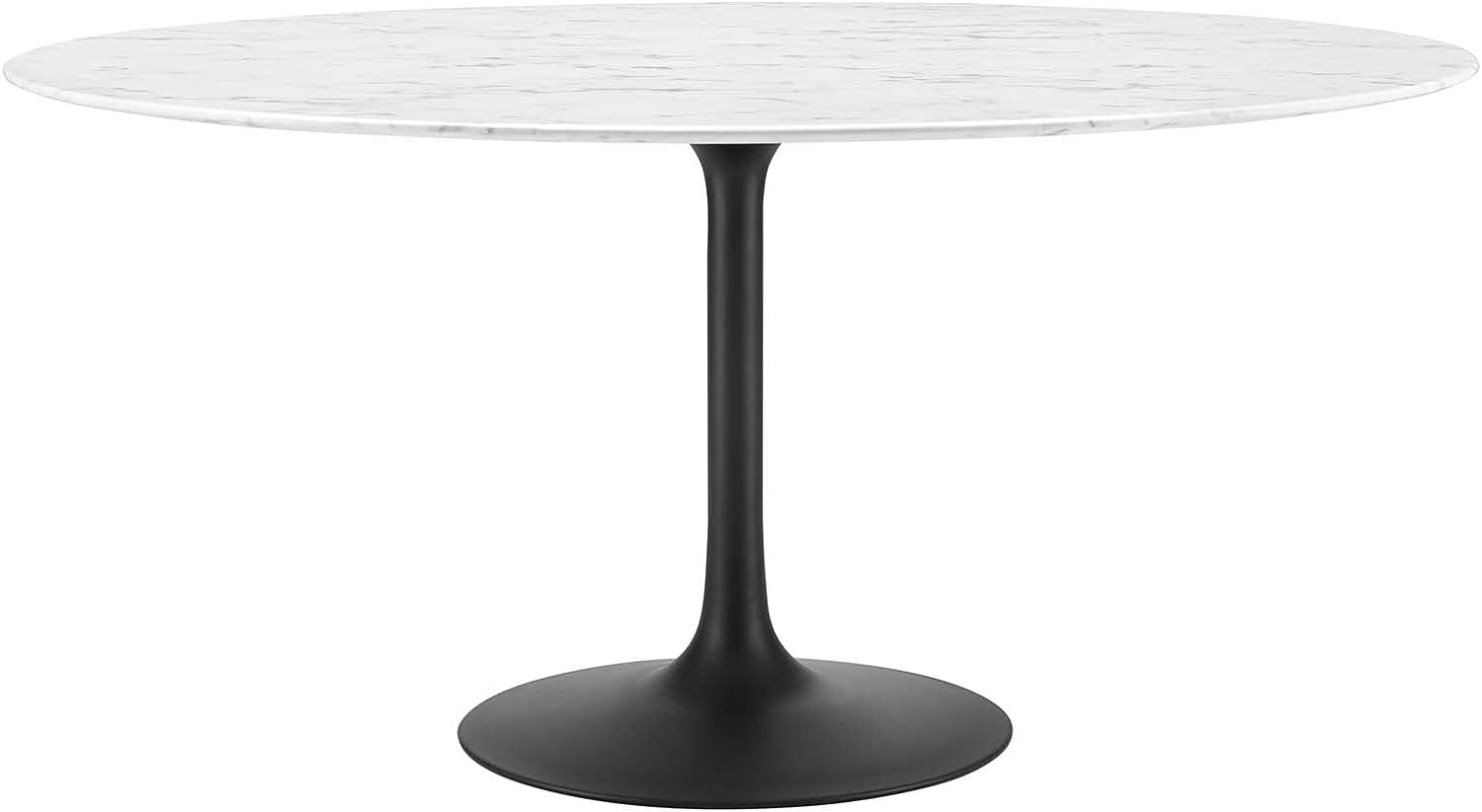 Mid-Century Modern 60" Round Wood & Marble Dining Table