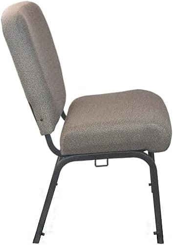 Tan Speckle Fabric and Metal Stackable Chair with Padded Seat