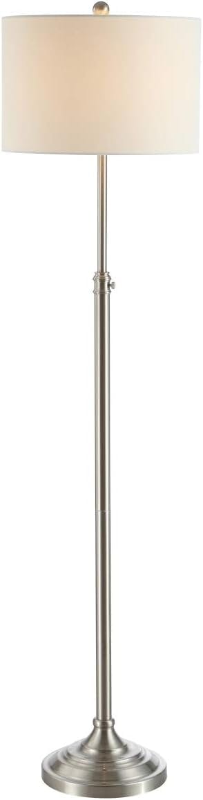 Leeland 62'' Adjustable Brush Nickel Floor Lamp with White Cotton Shade