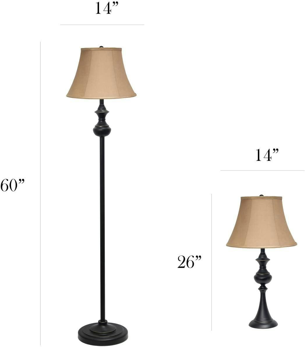 Timeless Elegance 3-Pack Lamp Set in Restoration Bronze with Tan Shades