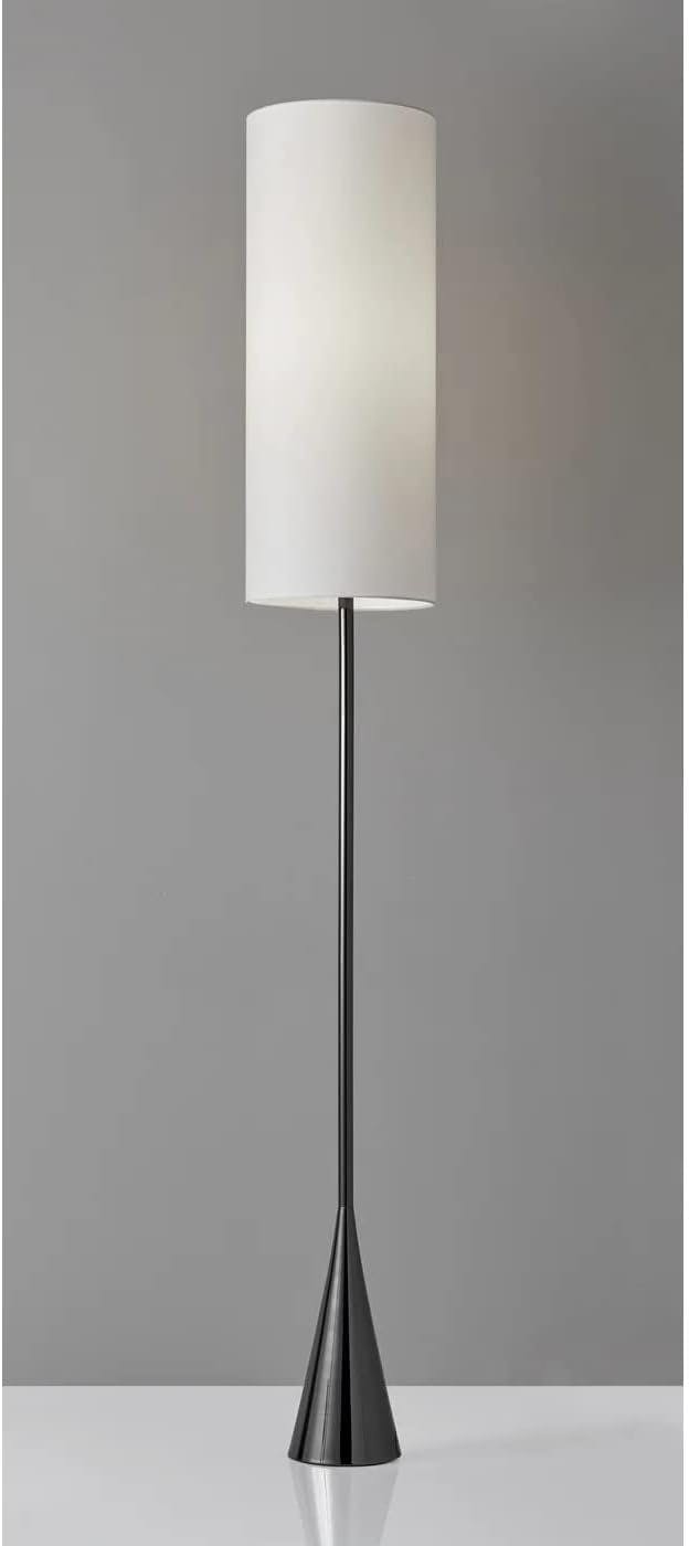 Elegant Black Nickel 74" Floor Lamp with Silk-Like Shade