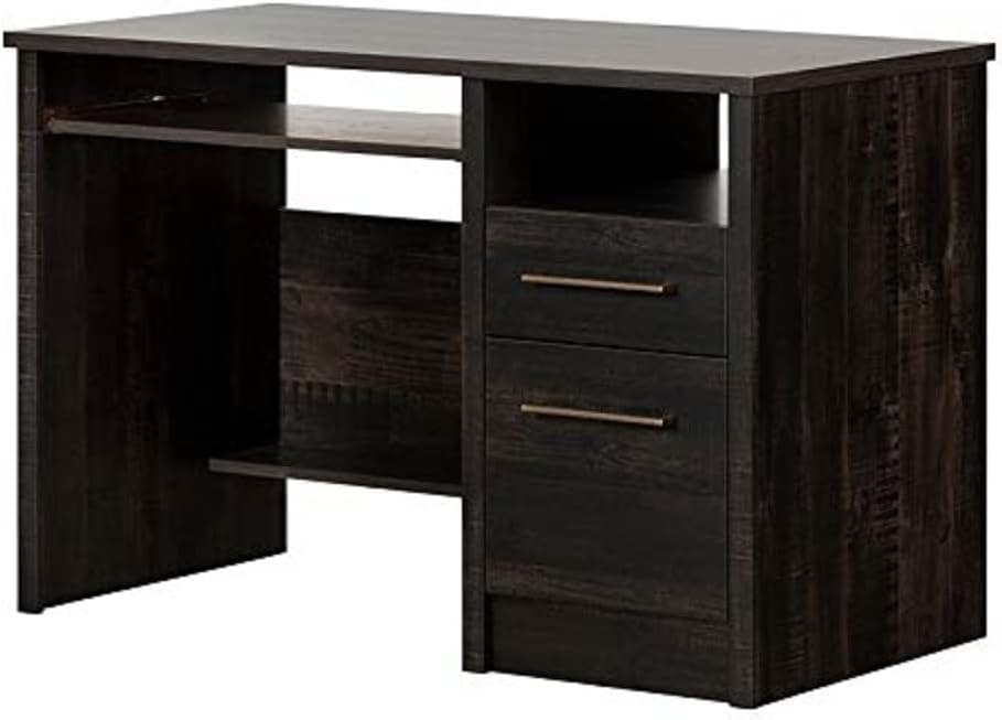 Rubbed Black 53'' Wood Office Desk with Drawer and Filing Cabinet