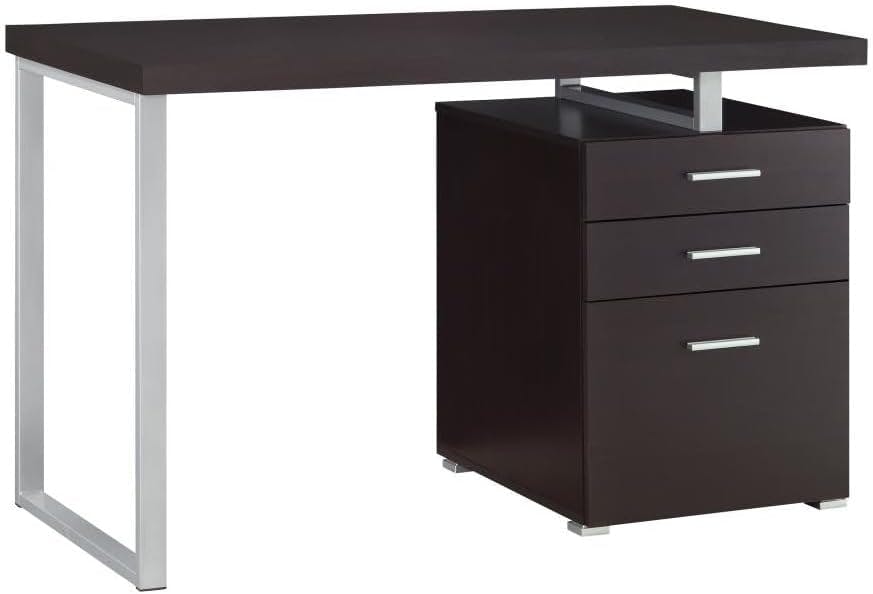 Cappuccino Brown Contemporary 47'' Home Office Desk with Filing Drawer