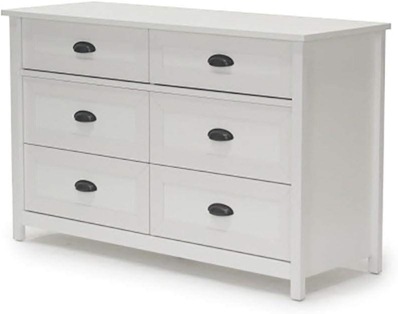 Soft White Countrified Horizontal Dresser with Extra Deep Storage