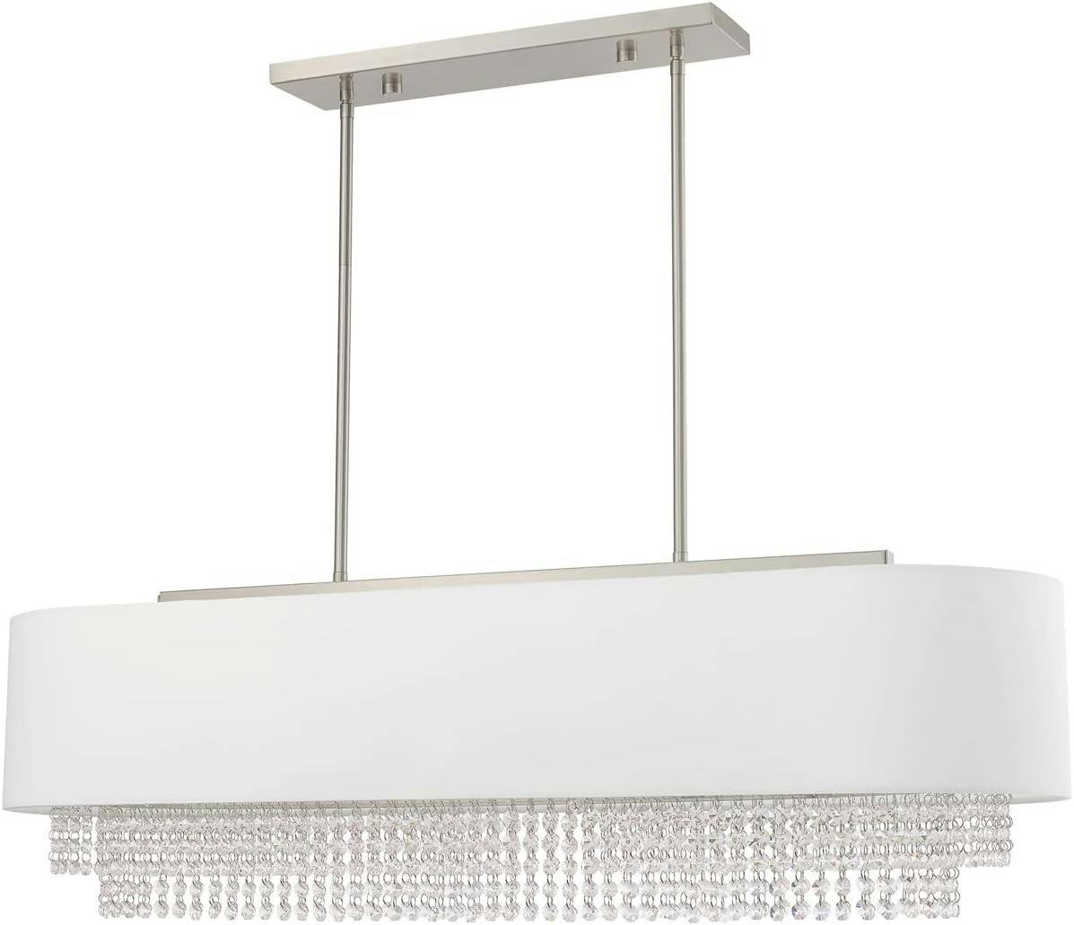 Carlisle 5-Light Linear Chandelier in Brushed Nickel with Crystal Accents
