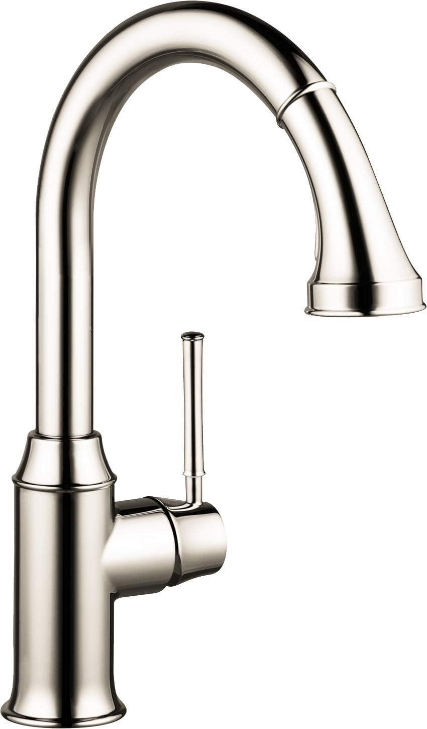 Talis C 15" High Arc Nickel Finish Kitchen Faucet with Pull-Out Spray