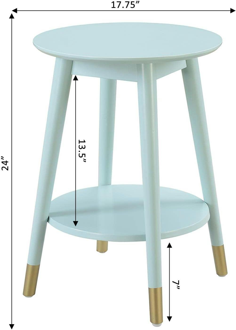 Savannah Sea Foam Round End Table with Gold-Tipped Legs