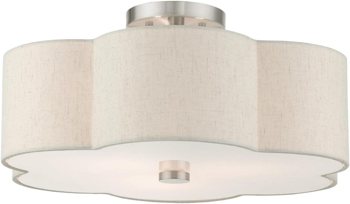 Solstice French Country Chic 3-Light Brushed Nickel Semi-Flush Mount