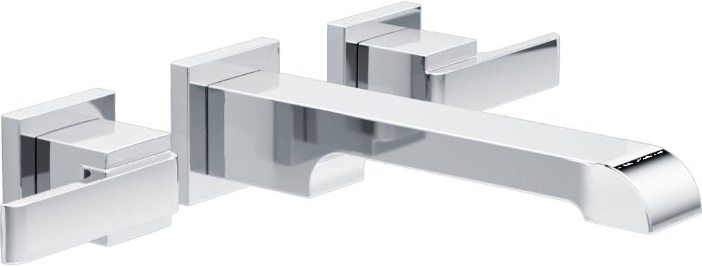 Elegant 13 3/4" Chrome Brass Wall-Mounted Modern Bathroom Faucet