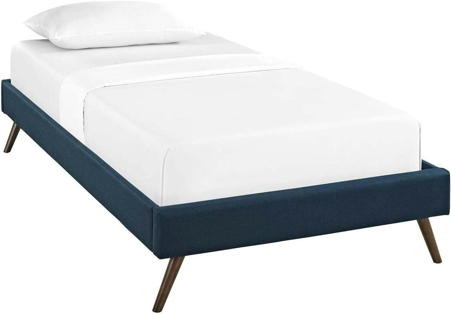 Azure Twin Upholstered Wood Frame Platform Bed with Slats