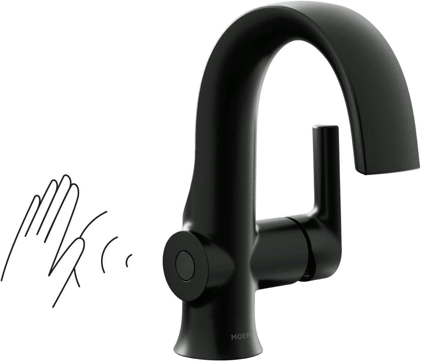Moen Doux Wave Touchless Matte Black Bathroom Faucet with Drain Assembly