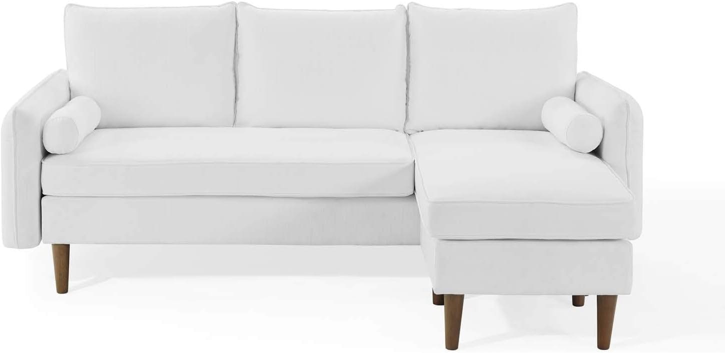 Revive 55'' White Polyester Sectional Sofa with Removable Cushions