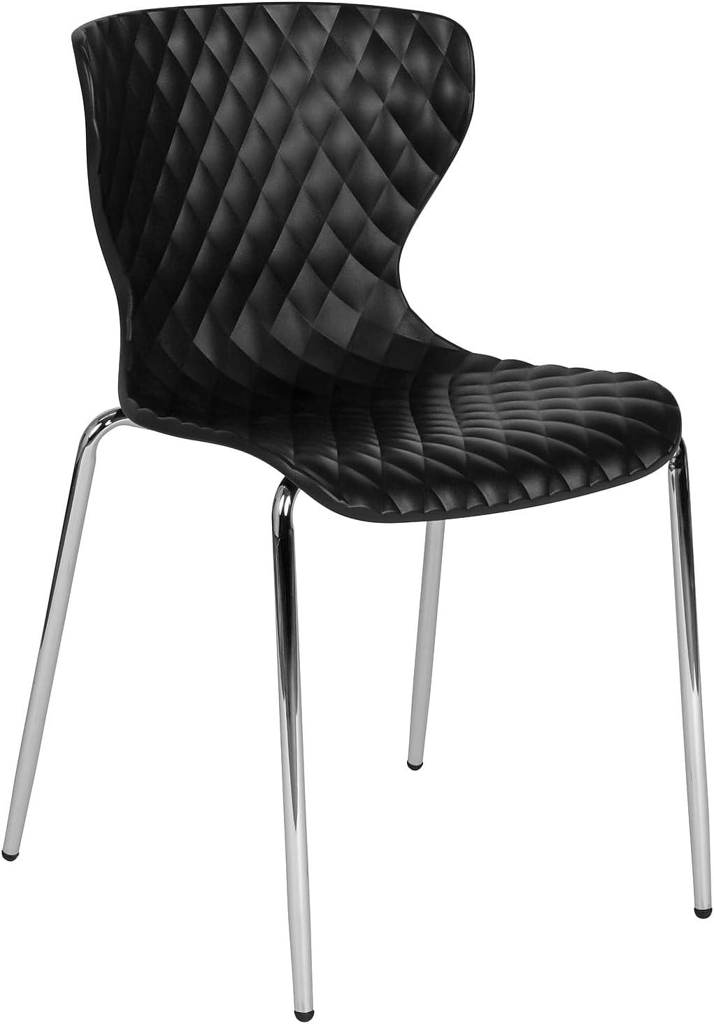 Lowell Black Metal Diamond Quilted Stackable Chair