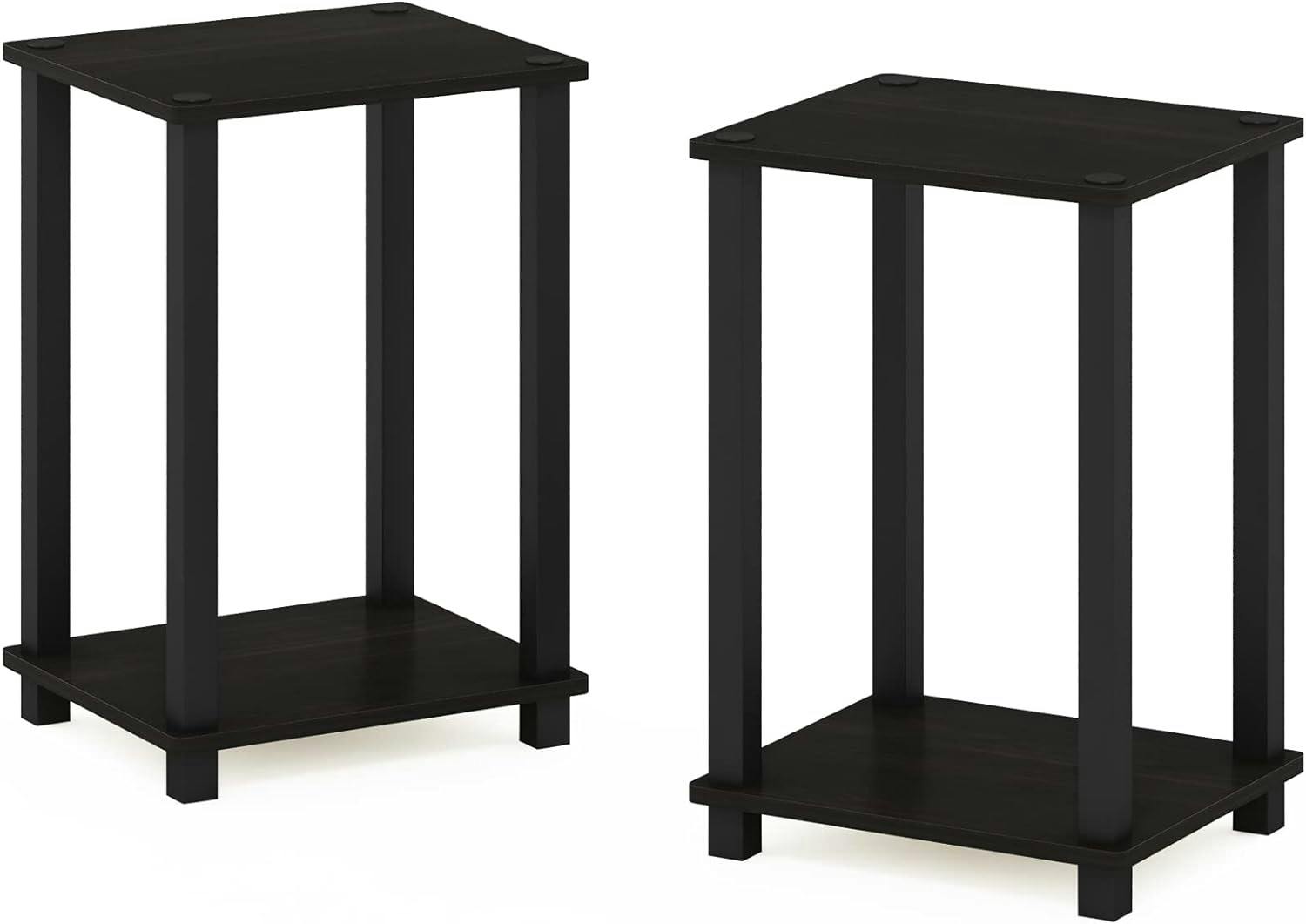 Espresso & Black Simplistic Wooden End Table Set of 2