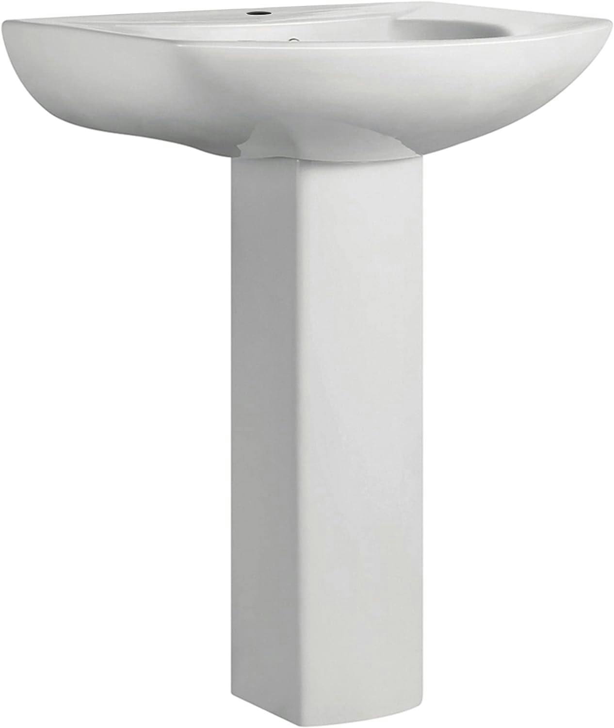 Elegant 32'' White Ceramic Freestanding Round Bathroom Sink