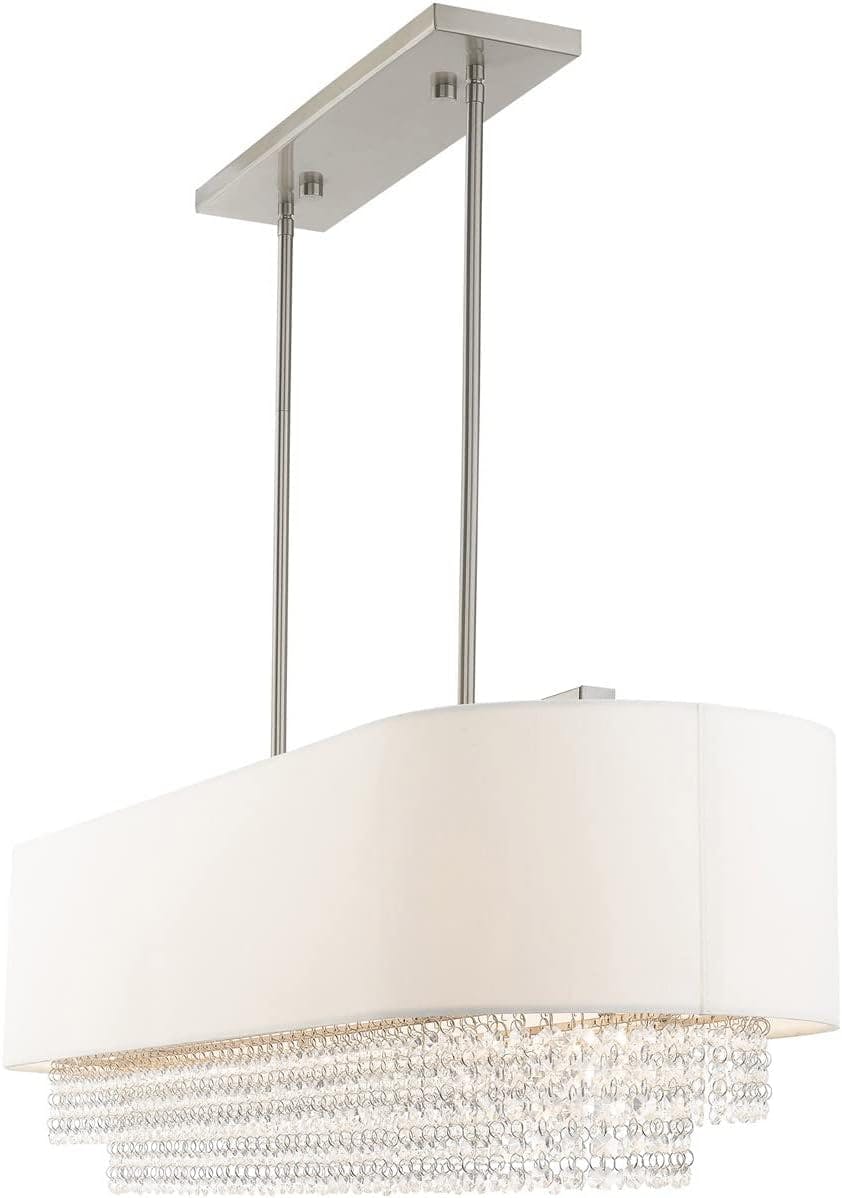 Carlisle 5-Light Linear Chandelier in Brushed Nickel with Crystal Accents